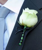 White Rose Buttonhole, Black Ribbon.jpg