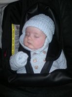 nans knitted cardy, mitts and hat - 10 weeks 5 days.jpg